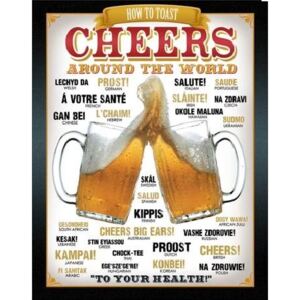 Metalowa tabliczka Beer - Cheers Around The World, (31,5 x 40 cm)