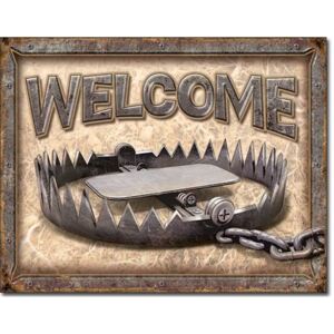 Metalowa tabliczka Welcome - Bear Trap, (30 x 42 cm)