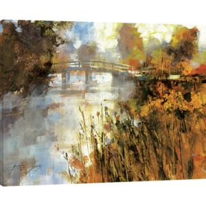 Chris Forsey - Bridge at Autumn Morning Obraz na płótnie, (80 x 60 cm)