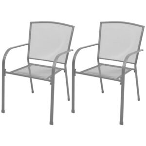 Sztaplowane krzesła ogrodowe, 2 szt., metalowa siatka