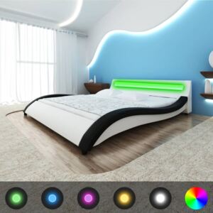 Rama łóżka LED, biała, sztuczna skóra, 180 x 200 cm