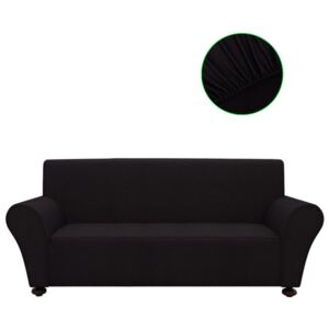 Elastyczny pokrowiec na sofę, z dżerseju, czarny