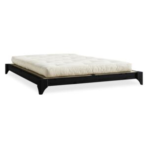 Łóżko dwuosobowe z drewna sosnowego z materacem a tatami Karup Design Elan Comfort Mat Black/Natural, 160x200 cm