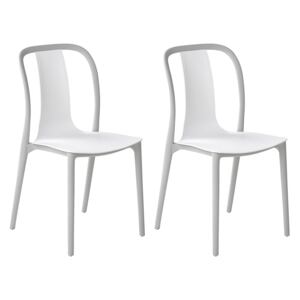 Zestaw 2 krzeseł ogrodowych biało-szary plastikowy sztaplowany taras balkon Beliani