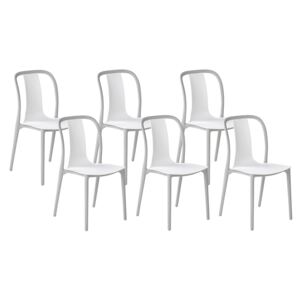 Zestaw 6 krzeseł ogrodowych biało-szary plastikowy sztaplowany taras balkon Beliani