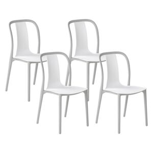 Zestaw 4 krzeseł ogrodowych biało-szary plastikowy sztaplowany taras balkon Beliani
