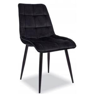 Krzesło Tapicerowane CHIC Czarne Welur do Salonu