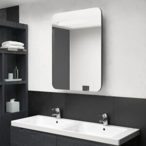 Szafka łazienkowa z lustrem, LED, szara z połyskiem 60x11x80 cm