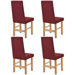 Elastyczne pokrowce na krzesła, pikowane, 4 szt., burgundowe