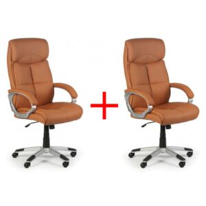 Skórzany fotel biurowy Foster, jasnobeżowy, 1+1 GRATIS