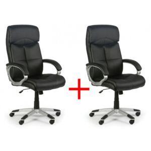 Skórzany fotel biurowy Foster, czarny, 1+1 GRATIS