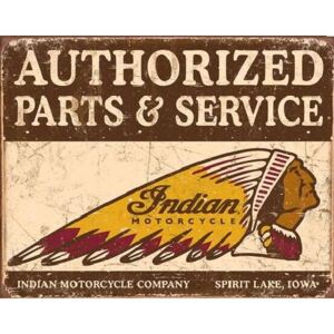 Metalowa tabliczka Indian motorcycles - Authorized Parts and Service, (40 x 31,5 cm)