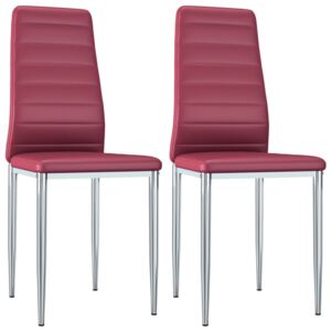 Krzesła jadalniane, 2 szt., czerwone, sztuczna skóra