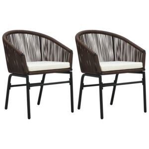Krzesła ogrodowe, 2 szt., brązowe, rattan PVC