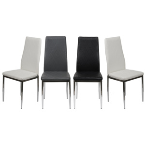 4 krzesła tapicerowane k1 białe romb nogi chrom