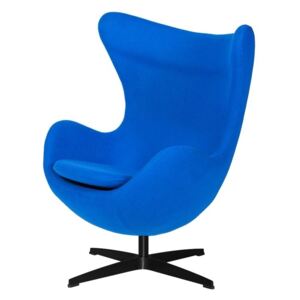 Fotel EGG CLASSIC BLACK chabrowy niebieski.33 - wełna, podstawa czarna