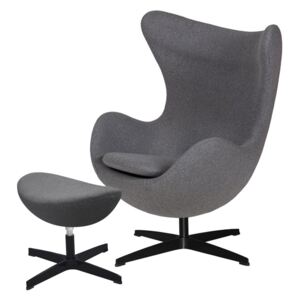 Fotel EGG CLASSIC BLACK z podnóżkiem - grafitowy szary.4, podstawa czarna