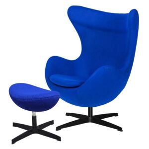 Fotel EGG CLASSIC BLACK z podnóżkiem - atramentowy niebieski.29, podstawa czarna