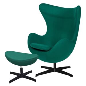Fotel EGG CLASSIC BLACK z podnóżkiem - szmaragdowy zielony.41, podstawa czarna