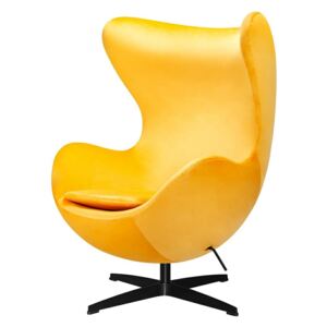Fotel EGG CLASSIC VELVET BLACK żółty - welur, podstawa czarna