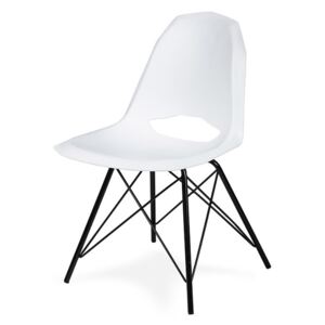 Krzesło GULAR DSM białe - polipropylen, podstawa czarna metalowa