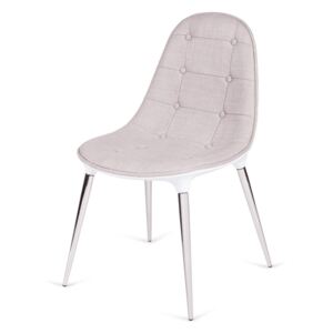 Krzesło PASSION tkanina beżowo-białe - włókno szklane, nogi chromowane