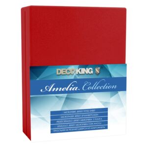 DecoKing – Prześcieradło Jersey - Amelia - Czerwony 120x200 cm