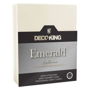 DecoKing – Prześcieradło Jersey - Emerald - Ecru 220x200 cm