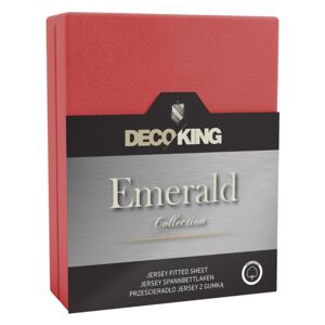 DecoKing – Prześcieradło Jersey - Emerald - Czerwony 140x200 cm