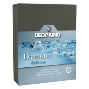 DecoKing – Prześcieradło Jersey - Diamond - Grafitowy 180x200 cm