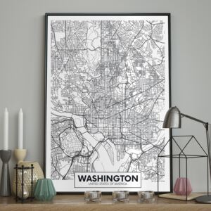 DecoKing - Plakat ścienny – Map - Washington 40x50 cm