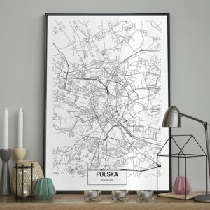 DecoKing - Plakat ścienny – Map – Kraków 40x50 cm