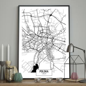 DecoKing - Plakat ścienny – Map – Lublin 40x50 cm
