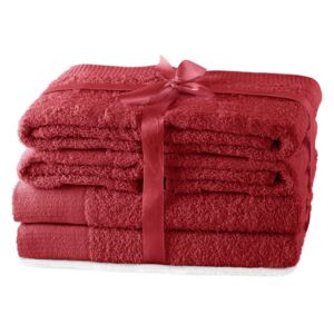 AmeliaHome - Ręcznik kąpielowy Bawełniany Gładki Ciemnoczerwony AMARI 30x50 cm