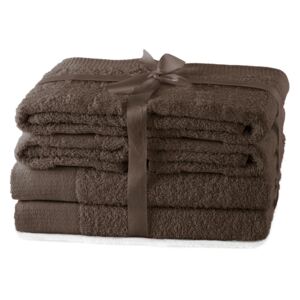 AmeliaHome - Ręcznik kąpielowy Bawełniany Gładki Brązowy AMARI 30x50 cm