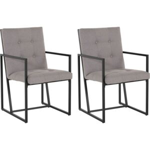 Dwa szare fotele na metalowej ramie, eleganckie i nowoczesne