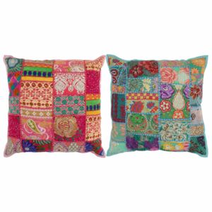 Poduszki patchworkowe, 2 szt., 45 x 45 cm, różowa i turkusowa