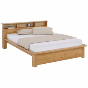 Łóżko z funkcjonalną półką, 140x200 cm, w kolorze miodowym