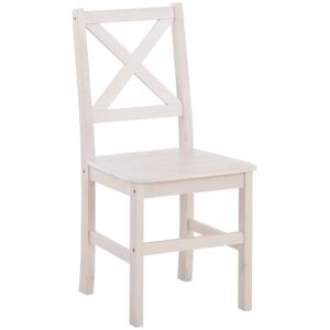 Zestaw: 6 sosnowych krzeseł, białe, krzyżowe oparcie