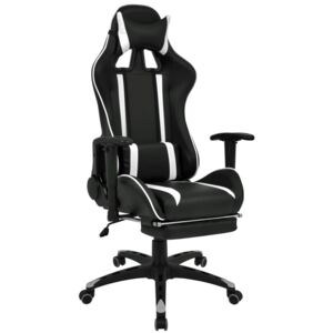 Czarno-biały rozkładany fotel dla gracza - Coriso