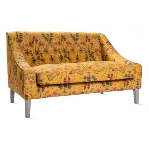 Tapicerowana sofa Gypsy Ochre, z drewnianymi nogami, dł.126 x szer.83 x wys.76 cm - żółty/ szary