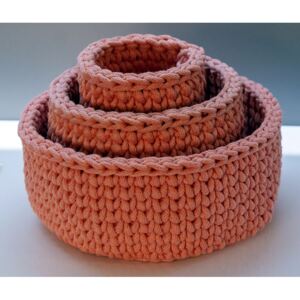 Koszyczki łazienkowe ZESTAW - ręcznie szyty różowy sznur