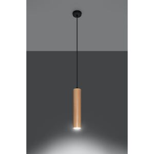 SOLLUX Minimalistyczna Lampa Wisząca LINO 1 Naturalne Drewno Ekskluzywny Zwis na Lince na Sufit Oświetlenie LED