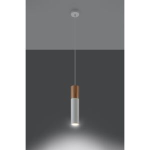 SOLLUX Skromna Lampa Wisząca PABLO 1 Biała Ekskluzywny Zwis na Sufit Stal Oświetlenie LED