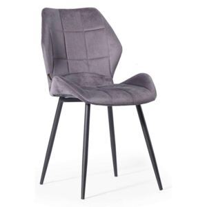 Krzesło tapicerowane szare ▪️ HAGEN (DC-6300) ▪️ welur #21 czarne nogi