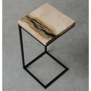 AMO stolik pomocnik drewniany z żywicą styl industrialny