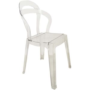 Transparentne krzesło z designerskim oparciem Merci