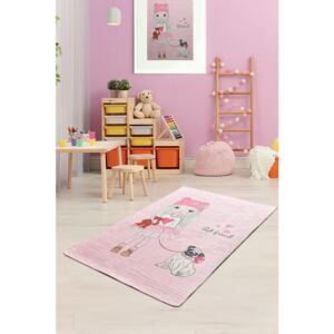 Różowy antypoślizgowy dywan dziecięcy Chilai Best Friend, 100x160 cm