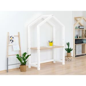 Biały drewniany stół w kształcie domku Benlemi Stolly, 97x39x133 cm