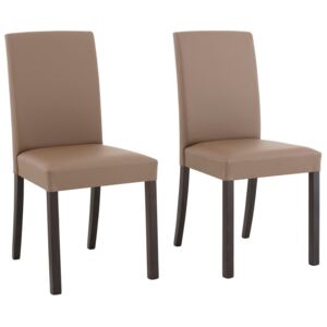 Klasyczne krzesła ze sztucznej skóry, szaro-brązowe - 2 sztuki